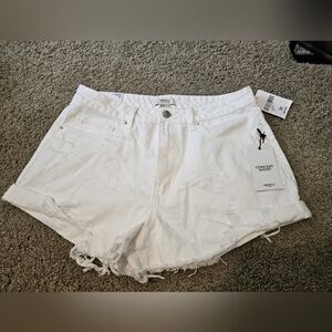 Forever 21 Concert Short Mid Rise Slim Fit White Size 30 Distressed